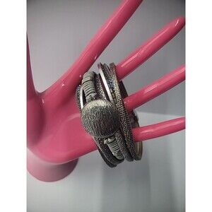Vintage Bracelet Multi Strand Silver Tone Silver Color Magnetic Clasp Jewelry